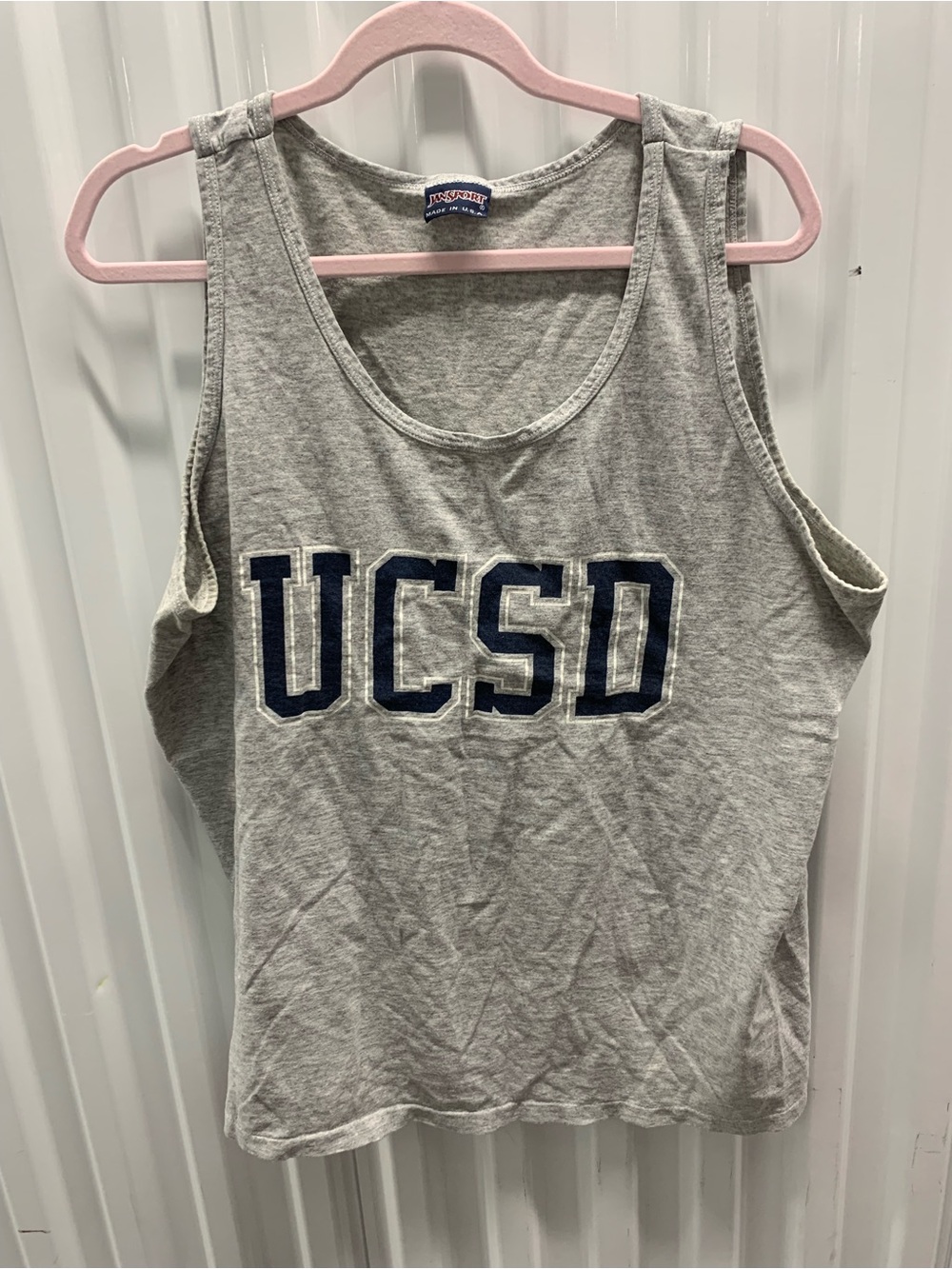 UCSD San Diego Vintage Gray Tank Top - Collegiate Navy Lettering